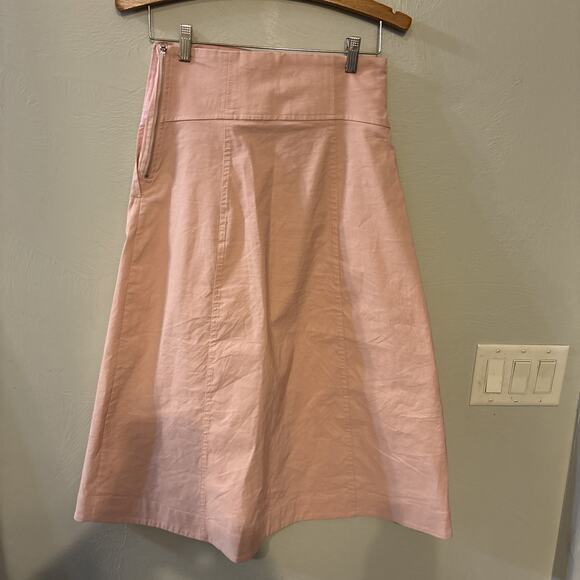 SEA New York Midi A-Line Skirt Size 2 NWOT Pink Pockets Lace Up Corset Like - Picture 9 of 11